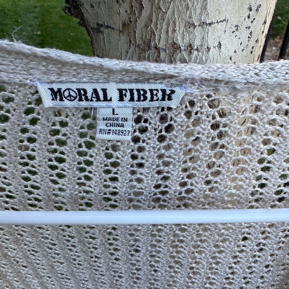 Moral Fiber Light Beige Open Knit Cardigan - Picture 2 of 3